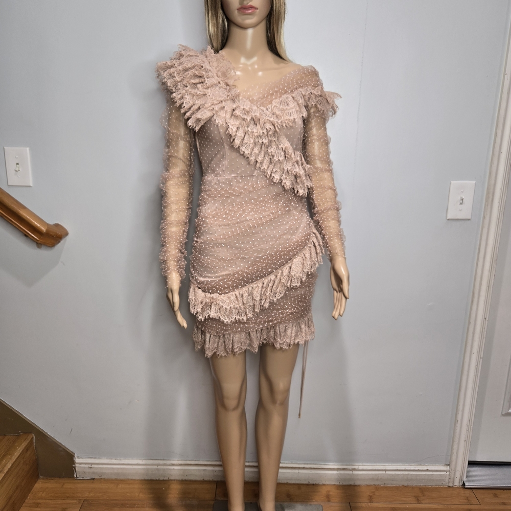 Sorrel Blush Lace Frill Mini Dress from House of CB - Picture 3 of 7